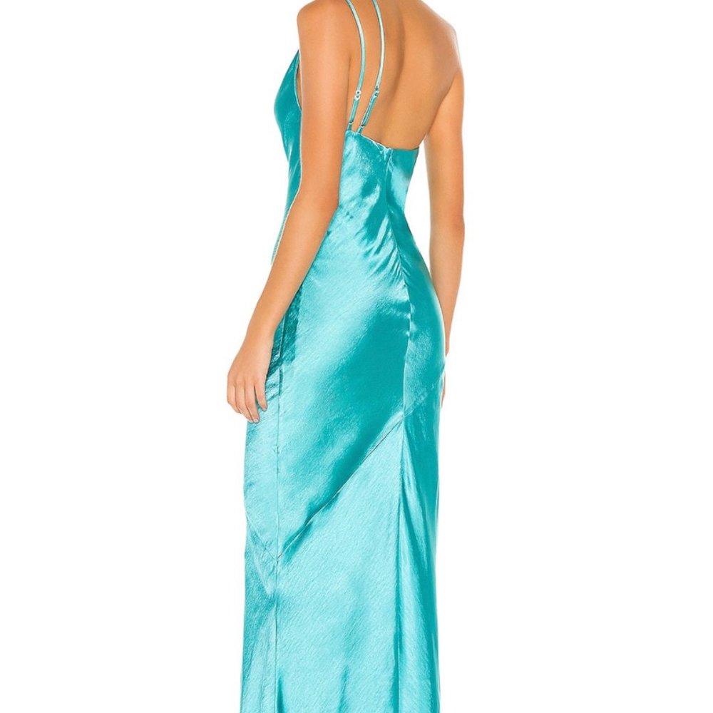Lovers + Friends Luca Teal Blue Satin Maxi Gown S - Picture 4 of 10
